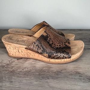 BareTraps Flossey Animal Print Cork Wedge Slides Sandals 9
